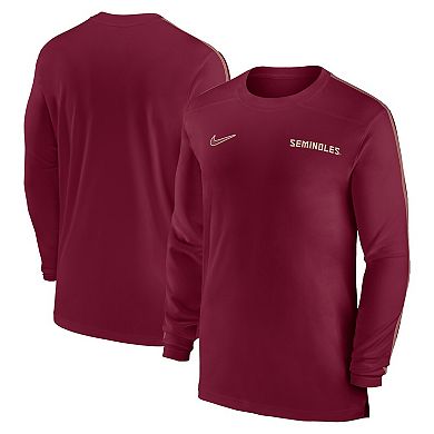Men's Nike Garnet Florida State Seminoles 2024 Sideline Coach UV Performance Long Sleeve T-Shirt