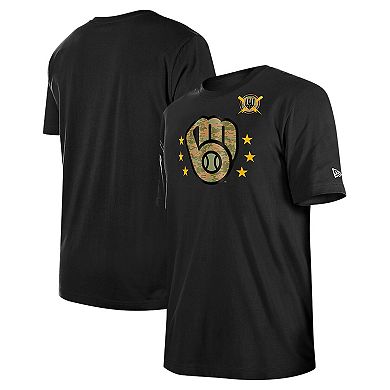 Men's New Era Black Milwaukee Brewers 2024 Armed Forces Day T-Shirt