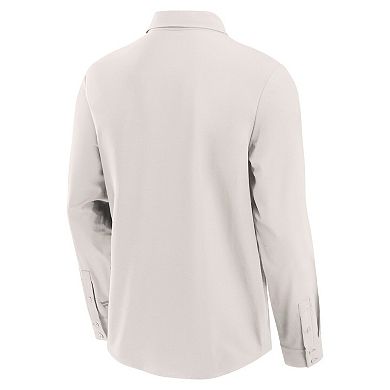 Men's Fanatics Signature Cream Las Vegas Raiders Front Office Long Sleeve Button-Up Shirt