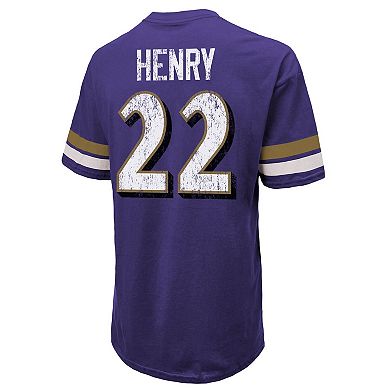 Men's Majestic Threads Derrick Henry Purple Baltimore Ravens Name & Number Oversized T-Shirt