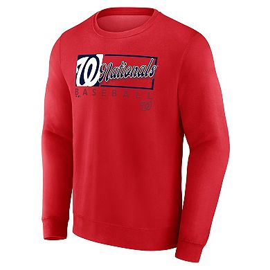 Men's Fanatics Red Washington Nationals Focus Fleece Pullover Sweatshirt