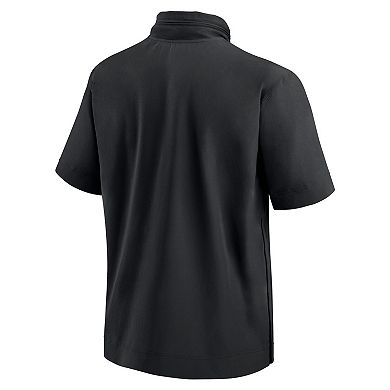 Men's Nike Black Ohio State Buckeyes 2024 Sideline Coach Short Sleeve Half-Zip Hoodie Jacket