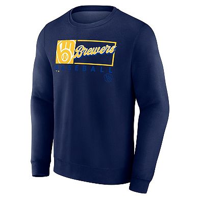 Men's Fanatics Navy Milwaukee Brewers Focus Fleece Pullover Sweatshirt