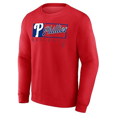 Men's Fanatics Red Philadelphia Phillies Focus Fleece Pullover Sweatshirt