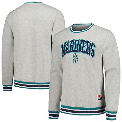 Men's New Era Heather Gray Seattle Mariners Throwback Classic Pullover Sweatshirt