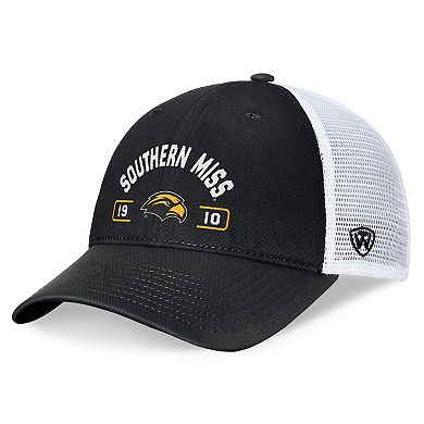 Men's Top of the World Black/White Southern Miss Golden Eagles Free Kick Trucker Adjustable Hat