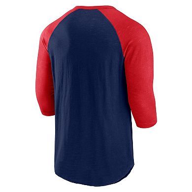 Men's Fanatics Navy/Red Atlanta Braves Historical Win 3/4-Sleeve Henley T-Shirt