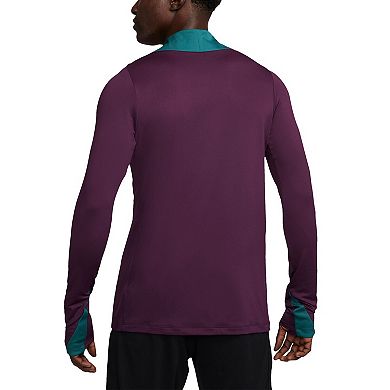 Men's Nike Burgundy Paris Saint-Germain 2024/25 Strike Drill Performance Quarter-Zip Long Sleeve Top