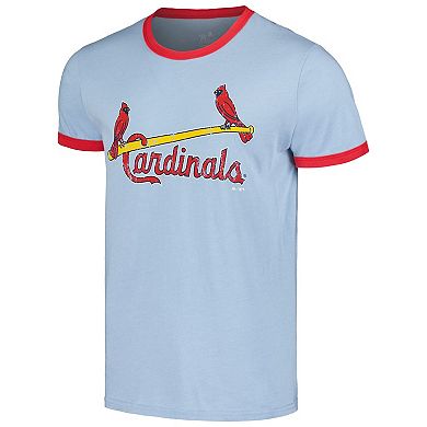 Men's Majestic Threads Light Blue St. Louis Cardinals Ringer Tri-Blend T-Shirt