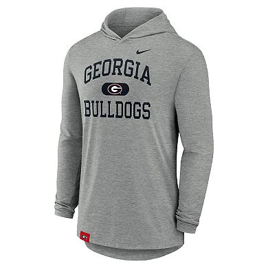 Men's Nike Heather Gray Georgia Bulldogs Blitz Hoodie Long Sleeve T-Shirt