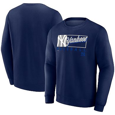 Men's Fanatics Navy New York Yankees Focus Fleece Pullover Sweatshirt