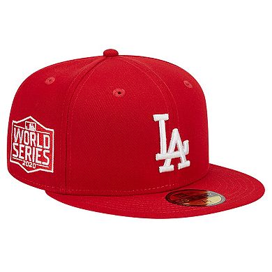Men's New Era Red Los Angeles Dodgers Logo 59FIFTY Fitted Hat