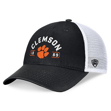 Men's Top of the World Black/White Clemson Tigers Free Kick Trucker Adjustable Hat