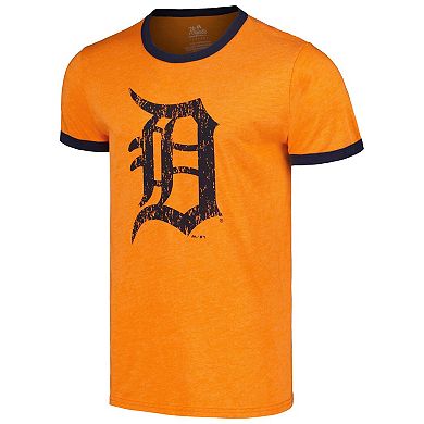 Men's Majestic Threads Orange Detroit Tigers Ringer Tri-Blend T-Shirt