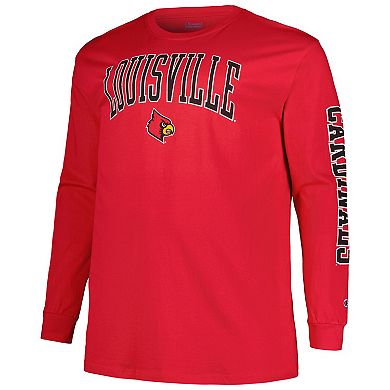 Men's Champion Red Louisville Cardinals Big & Tall 2-Hit Long Sleeve T-Shirt