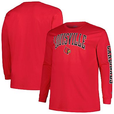 Men's Champion Red Louisville Cardinals Big & Tall 2-Hit Long Sleeve T-Shirt