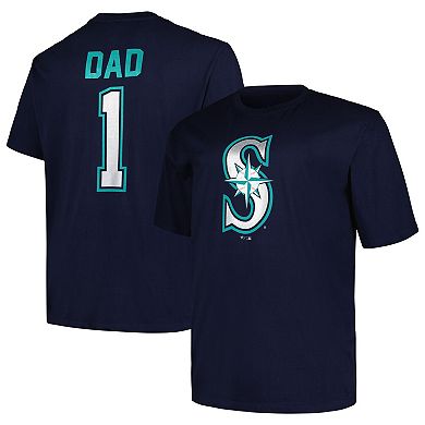 Men's Profile Navy Seattle Mariners Big & Tall #1 Dad T-Shirt