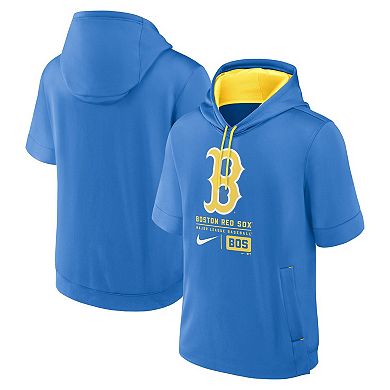 Men's Nike Light Blue Boston Red Sox City Connect Color-Block Short Sleeve Pullover Hoodie