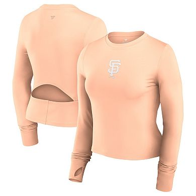Women's Fanatics Signature Pink San Francisco Giants Studio Fitted Long Sleeve Gym Top