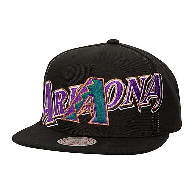 Men's Mitchell & Ness Black Arizona Diamondbacks Full Frontal Snapback Hat