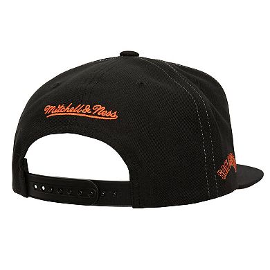 Men's Mitchell & Ness Black San Francisco Giants Full Frontal Snapback Hat