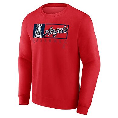 Men's Fanatics Red Los Angeles Angels Focus Fleece Pullover Sweatshirt