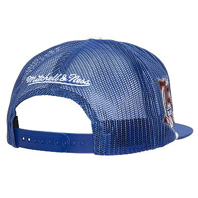 Men's Mitchell & Ness Blue New York Rangers Roper Trucker Snapback Hat