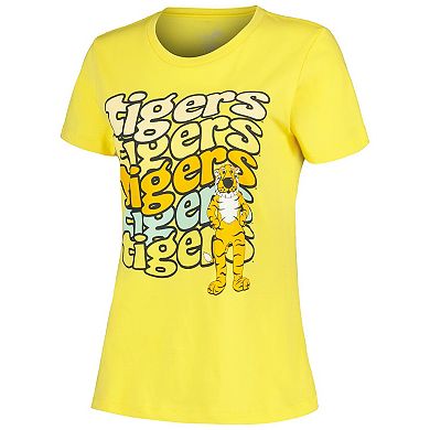 Women's Gold Missouri Tigers Repeat Slogan Boyfriend T-Shirt