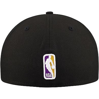 Men's New Era Black Los Angeles Lakers Blackout Shadow Logo 59FIFTY Fitted Hat