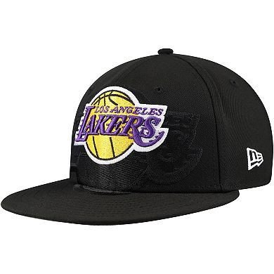 Men's New Era Black Los Angeles Lakers Blackout Shadow Logo 59FIFTY Fitted Hat