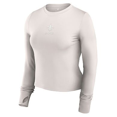 Women's Fanatics Signature White New Orleans Saints Studio Fitted Long Sleeve Gym Top