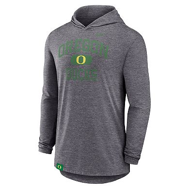 Men's Nike Heather Gray Oregon Ducks Blitz Hoodie Long Sleeve T-Shirt