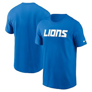 Men's Nike Blue Detroit Lions Primetime Wordmark Essential T-Shirt
