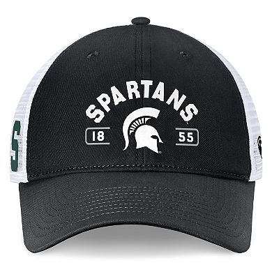Men's Top of the World Black/White Michigan State Spartans Free Kick Trucker Adjustable Hat