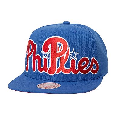 Men's Mitchell & Ness Royal Philadelphia Phillies Full Frontal Snapback Hat