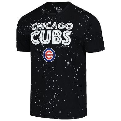 Men's Majestic Threads Black/White Chicago Cubs Splatter T-Shirt