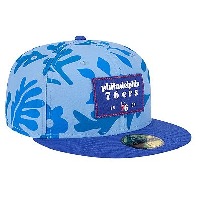 Men's New Era Royal Philadelphia 76ers Palm Fronds 2-Tone 59FIFTY Fitted Hat