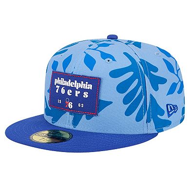 Men's New Era Royal Philadelphia 76ers Palm Fronds 2-Tone 59FIFTY Fitted Hat