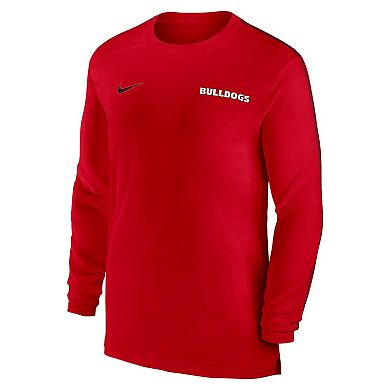 Men's Nike Red Georgia Bulldogs 2024 Sideline Coach UV Performance Long Sleeve T-Shirt
