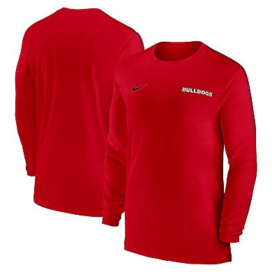 Men's Nike Red Georgia Bulldogs 2024 Sideline Coach UV Performance Long Sleeve T-Shirt