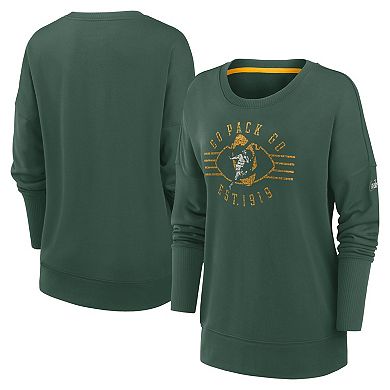 Women's Nike Green Green Bay Packers Rewind Playback Icon Performance Pullover Sweatshirt