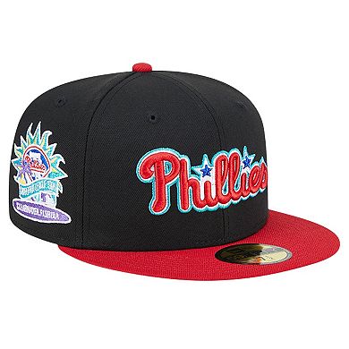 Men's New Era Black Philadelphia Phillies  Retro Spring Training 59FIFTY Fitted Hat