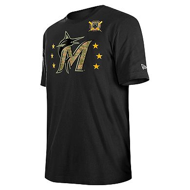 Men's New Era Black Miami Marlins 2024 Armed Forces Day T-Shirt