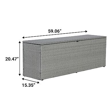 Nino 59.06" Modern Minimalist Outdoor Faux Wicker Deck And Patio Storage Box