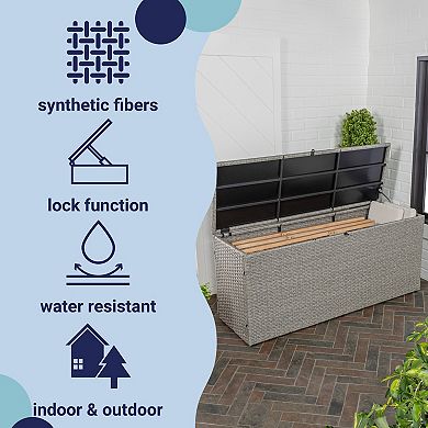 Nino 59.06" Modern Minimalist Outdoor Faux Wicker Deck And Patio Storage Box