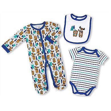 24 Piece Baby Boys Blue Elephants And Woodland Moose Infant Apparel Layette Gift Set