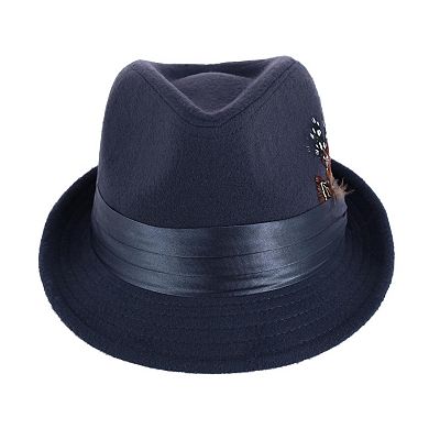 Kenny K Men's Dressy Faux Felt Fedora With Feather