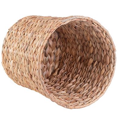 Natural Water Hyacinth Round Waste Basket - For Bathrooms, Bedrooms, or Offices