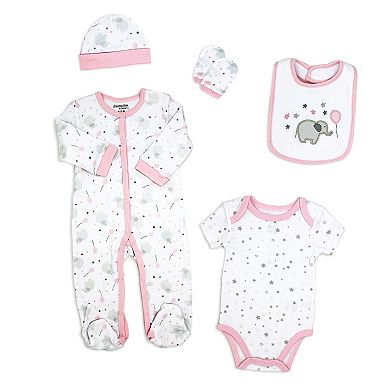 24 Piece Baby Girls Pink Elephants And Woodland Foxes Infant Apparel Layette Gift Set