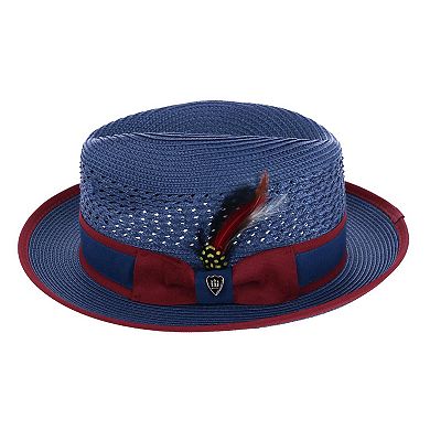 Richman Brothers Men's Polybraid Fedora Hat With Grossgrain Ribbon And Feather